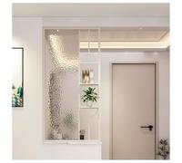 Biombo Con Estante De Almacenamiento, Paneles Vidrio Reforzado, Partición De Privacidad Con Marco De Acero Inoxidable, Mampara Encimera Baño De Restaurante Hotel(White-A,50x90CM/19.6x35.4”)