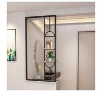 Biombo Con Estante De Almacenamiento, Paneles Vidrio Reforzado, Partición De Privacidad Con Marco De Acero Inoxidable, Mampara Encimera Baño De Restaurante Hotel(Black-B,50x90CM/19.6x35.4”)