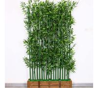 Biombo de bambú Verde simulado: decoración Realista for Interiores y Exteriores(120x18x18.5cm-20 Pole 1m Tall)