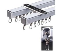 Biombo de doble montaje en techo resistente, riel de aluminio silencioso con ruedas de carga duraderas de 290 cm, ideal para baños y soluciones versátiles de gestión del espacio