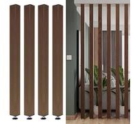 Biombo de madera con listones de suelo a techo, moderno, independiente, 4 paneles (155 cm/61 pulgadas/1,5 m) para separación de sala de estar y oficina