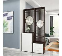 Biombo de madera para privacidad, moderno estante de almacenamiento con zapatero y cajones, partición creativa de impresión en lienzo,