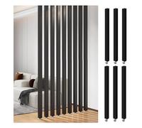 Biombo de pared alto de imitación de madera de listones divisores de habitación de piso a techo, panel decorativo para oficina, escaleras, lofts y porche, sala de estar moderna (9 raíces, 215 cm)