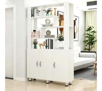 Biombo Divisor de Entrada de Madera Independiente, Separador de privacidad con estantes y Armario de Almacenamiento, fácil de Montar, para la decoración de dormitorios y oficinas.(A,140cm/55.1in)