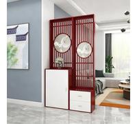 Biombo divisor de habitación de madera, división moderna de estilo chino con estantes de almacenamiento, zapatero e impresión creativa en lienzo