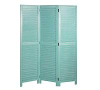 Biombo HWC-C30, separador de ambientes, protección visual, aspecto envejecido, vintage, 170 x 120 cm, verde