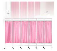 Biombo Médico Con Ruedas - Separador De Ambientes, Panel Divisorio Portátil, Estructura Metálica Para Hospitales Y Clínicas - Divisor Móvil Para Interiores(Pink,6-Panel)