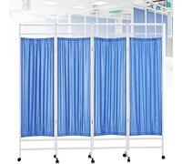 Biombo Médico Con Ruedas - Separador De Ambientes, Panel Divisorio Portátil, Estructura Metálica Para Hospitales Y Clínicas - Divisor Móvil Para Interiores(Blue,4-Panel)