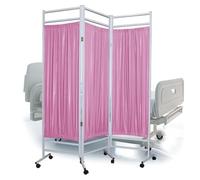 Biombo Médico Móvil, Separador De 3, 4, 5 O 6 Paneles Con Ruedas Silenciosas, Divisor De Ambientes Plegable (tipo Cerca Temporal), Separador Flexible Para Clínicas Y Salones(Pink,3 Panel)