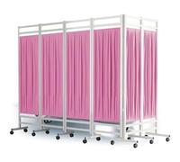 Biombo Médico Móvil, Separador De 3, 4, 5 O 6 Paneles Con Ruedas Silenciosas, Divisor De Ambientes Plegable (tipo Cerca Temporal), Separador Flexible Para Clínicas Y Salones(Pink,6 Panel)