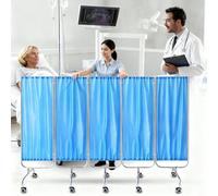 Biombo médico plegable sobre ruedas, divisor de habitación de acero inoxidable con cortina no tejida, división de privacidad portátil para clínica, hospital