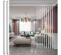 Biombo moderno de madera blanca con barra de pared de suelo a techo, 2 paneles de separación para decoración de entrada del hogar, elegante diseño de listones