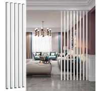Biombo moderno divisor de habitación de madera blanca, 5 piezas de listones de piso a techo para decoración elegante de la entrada del hogar y separación de espacios, perfecto para salas de estar y