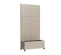 Biombo nordepp con jardinera 4 ruedas acero galvanizado 190x82x38 cm - beige ajo [casa.pro]