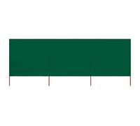 Biombo plegable 3 paneles de tela no tejida 400 x 80 cm, color verde, pantalla contra el viento con postes de madera para exterior