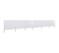 Biombo plegable 6 paneles 800 x 160 cm, color blanco arena | Tela no tejida, Postes de madera, Protección contra el viento, Uso al aire libre