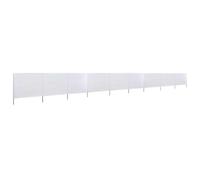 Biombo plegable 9 paneles 1200 x 120 cm, color blanco arena | Tela no tejida, Postes de madera, Protección contra el viento, Uso al aire libre