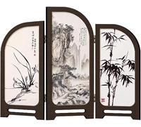 Biombo Plegable de 3 Paneles for Escritorio, pequeño Divisor de Pantalla, Arte de Paisaje montañoso, decoración de inspiración Vintage(45 * 35cm)