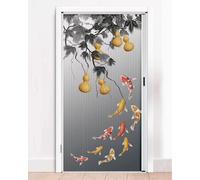 Biombo plegable para puerta, separador de habitaciones retráctil con patrón de pez koi, material no tejido y marco de aluminio, diseño que ahorra espacio para uso en interiores