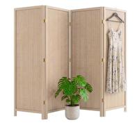 Biombo Relaxdays, 4 Paneles, Color Natural