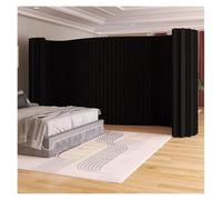 Biombo retráctil Tipo acordeón, Negro, 200 x 220 x 36 cm. Divisorio versátil para Salas de Estar y Tiendas de Ropa. Panel de Pared deformable para Mayor privacidad y gestión del Espacio.
