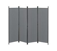 Biombo Separador de 4 Paneles Huesca 171 x 200 cm Decoración Interior contra Visión Mampara Lateral Protectora Pantalla Divisor de Habitaciones Acero Gris Oscuro