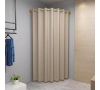 Biombo Separador de Ambientes Cambiador Vestidor Portátil para Tienda De Ropa, Boutique Y Espacios Pequeños, Probador De Pared Esquinero con Cortina Opaca Y Barra Colgante Dorada (Color : Style-1, S