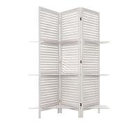 Biombo separador de ambientes decoración 3 paneles y 3 estantes librería moderna tiam color blanco 170 cm