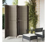 Biombo Separador Plegable de 5 Paneles en Ratán para Exterior - Pantalla de Privacidad para Jardín, Terraza y Patio, 245 x 180 cm, Gris