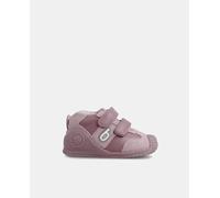 Biomecanics Zapatillas de bebé niña en rosa bajas de piel con puntera reforzada y doble cierre adherente. Rosa 21
