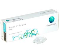 Biomedics 1-Day Extra Toric Lentes de contacto tóricas diarias, R 8.7, D 14.5, -0.25 dioptría, cilindro -1.25, eje 20-30 lentillas