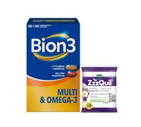 Bion Multi y Omega 3, con EPA, DHA, Magnesio, Vitaminas B12, C, D, K y Zinc | Cápsulas de Omega 3 y Comprimidos Multivitamínicos para 1 Mes de Uso, Para apoyar el Corazón¹, Cerebro² y Visión³