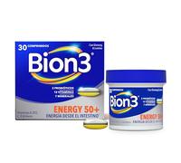 Bion3 Energy 50+ Comprimidos Multivitamínicos con Probióticos, Complemento Alimenticio, Energía Física y Mental, Vitamina C, D, A, Complejo B, Hierro - 30 Comprimidos