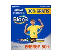 Bion3 Energy 50+ Comprimidos Multivitamínicos con Probióticos, Complemento Alimenticio, Energía Física y Mental¹, Vitamina C, D, A, Complejo B, Hierro