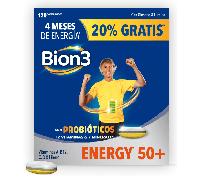 Bion3 Energy 50+ Probióticos, 12 Vitaminas y 7 Minerales 120 Comprimidos