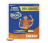 Bion3 Energy Comprimidos Multivitamínicos con Probióticos, Complemento para Energía Física y Mental, Reducción de Fatiga, Magnesio, Vitamina C, D, Complejo B, Ginseng, 120 comprimidos (4x30)