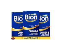 Bion3 Omega-3, complemento alimenticio con Omega-3 y probióticos. Con EPA y DHA para apoyar el corazón¹, cerebro² y visión³. 90 cápsulas (3x30), contenido para 3 meses