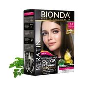BIONDA Professional Color Cream 4.3 - Tinte permanente para el cabello, 200 ml, paquete doble, queratina y moringa, color intenso y duradero con brillo, cobertura 100% de canas