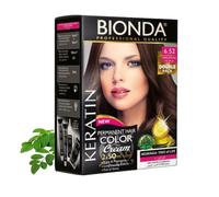 BIONDA Professional Color Cream 6.52 Beaujolais - Tinte permanente para el cabello, 200 ml, paquete doble, queratina y moringa, color intenso y duradero con brillo, cobertura 100% de canas