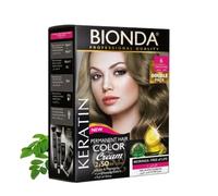 BIONDA Professional Color Cream 6 Tinte permanente para el cabello, rubio oscuro, 200 ml, paquete doble, queratina y moringa, color intenso y duradero con brillo, cobertura 100% de canas