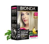 BIONDA Professional Color Cream - Tinte permanente para el cabello 10.1, rubio ceniza claro, 200 ml, paquete doble, queratina y moringa, color intenso y duradero con brillo, cobertura 100% de canas