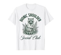 Bionic Shoulder Social Club Raccoon Lesiones Recuperación Divertido Camiseta