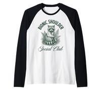 Bionic Shoulder Social Club Raccoon Lesiones Recuperación Divertido Camiseta Manga Raglan
