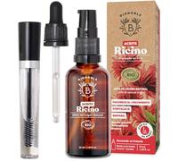 Bionoble Aceite de Ricino Orgánico 50ml - 100% Puro y Prensado en Frío - Pestañas, Cejas, Cuerpo, Cabello, Barba, Uñas - Botella de Vidrio + Pipeta + Bomba + Kit de Rímel