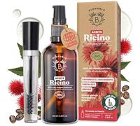 Bionoble Aceite de Ricino Orgánico 100ml - 100% Puro y Prensado en Frío - Pestañas, Cejas, Cuerpo, Cabello, Barba, Uñas - Vegan Castor Oil - Botella de Vidrio + Pipeta + Bomba + Kit de Rímel