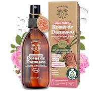 Bionoble Agua de Rosas Orgánica 200ml - Tónico facial de Agua de Rosas de Damasco 100% Puro y Natural - Cara, Contorno de Ojos, Cuerpo, Cabello - Botella de Vidrio + Spray