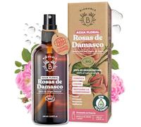 Bionoble Agua de Rosas Orgánica 100ml - Tónico facial de Agua de Rosas de Damasco 100% Puro y Natural - Cara, Contorno de Ojos, Cuerpo, Cabello - Botella de Vidrio + Spray