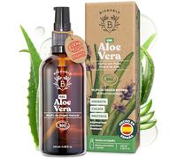 BIONOBLE Aloe Vera Puro Gel Orgánico 97% con Aceite Esencial de Lavanda - Gel Aloe Vera 100 Puro Pulpa Fresca - Hidrata, Calma - Cara, Cuerpo, After Sun y Depilación - Botella de Vidrio, Bomba - 100ml