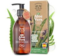 BIONOBLE Gel Aloe Vera Puro Bio 97% - Rostro, Cabello, After Sun - 200ml | 98,8% Origen Natural - Hidrata, Calma, Depilación - Aceite Esencial de Lavanda, Vegan Aloe Vera Gel - Botella Vidrio, Bomba