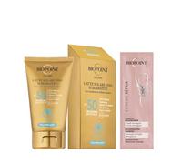 Biopoint Solaire - Crema solar sublimante para la cara, factor de protección solar 50 con aceleración del bronceado, antioxidante e hidratante, 50 ml, con muestra de champú Extreme Repair 10 ml